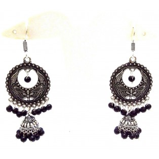 Silver Oxidized Earring Jhumka Jhumki Imitation Ethnic Jewelry Long Dangle AE21